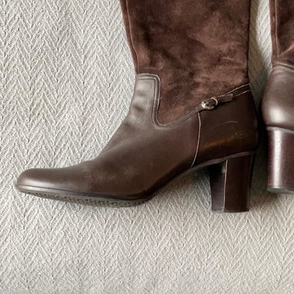 Talbots Suede Drk Brown Leather Heel Boots Size 7.5B. - Picture 3 of 16